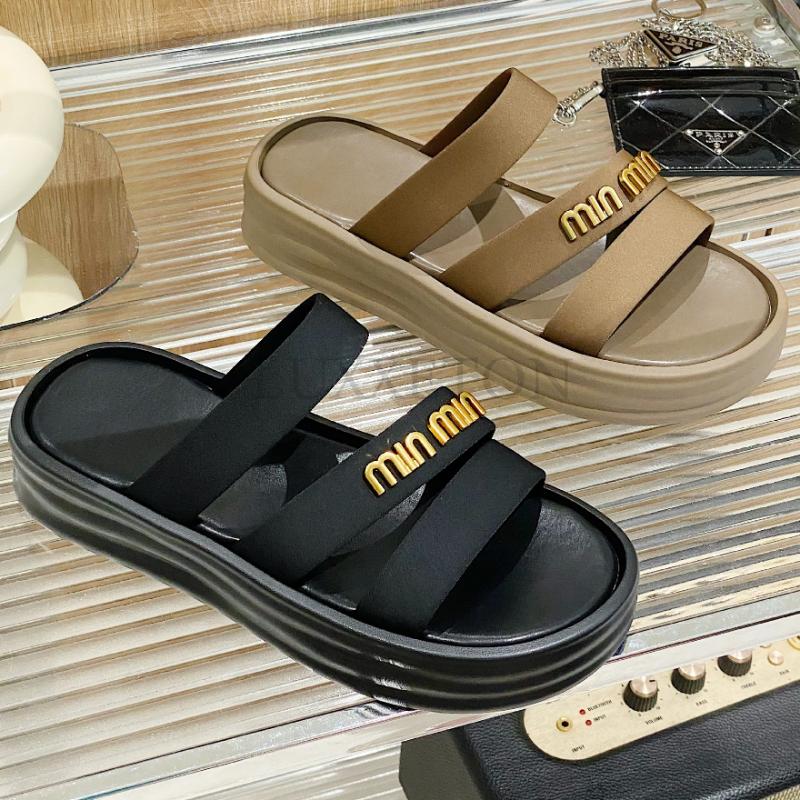 Simple and Thick Bottomed Open-toe Beach Shoes for Women New Round Toe Fashionable Versatile Anti-skid Shoes