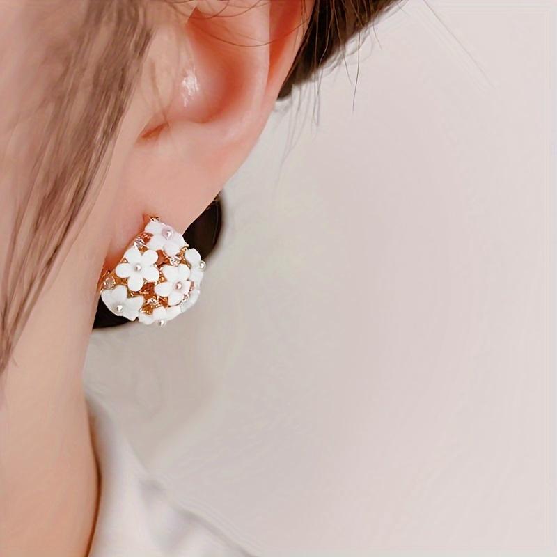 Fashionable And Versatile Colorful Zirconia Flower Earrings