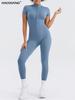 European and American Women's Quick-Dry Nude Jumpsuit: Zipper One-Piece Yoga & Sports Fitness Outerwear