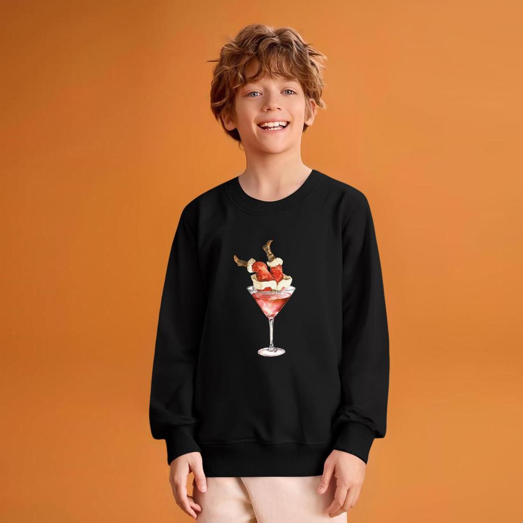 Barnmode Lös passform Casual Långärmad Julmönstrad Oversized Crewneck Sweatshirt