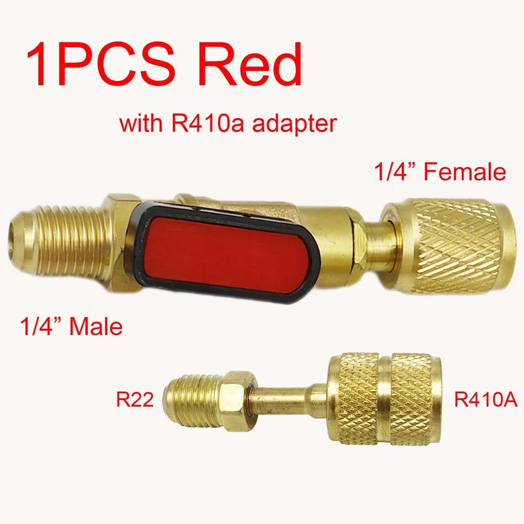 Air Conditioning Refrigerant Ball Valve 1/4" SAE Straight Shut-Off Valve for R134A R410A R22 R12 Charging Hoses AC Refrigerant Mass Air Flow 3