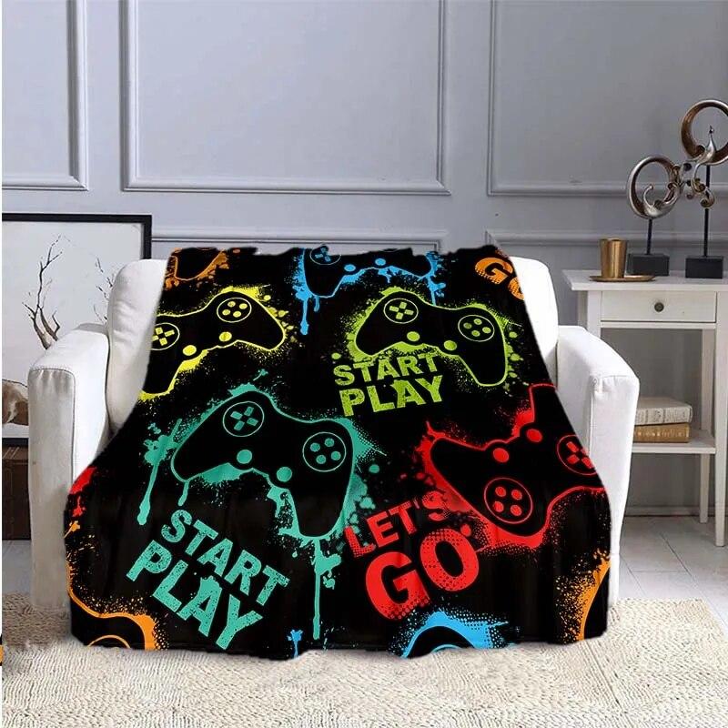 Game Controller Flannel Blanket for Couch Sofa Chair Room Decor Soft Warm Blanket Blankets for Beds Grinch Blanket