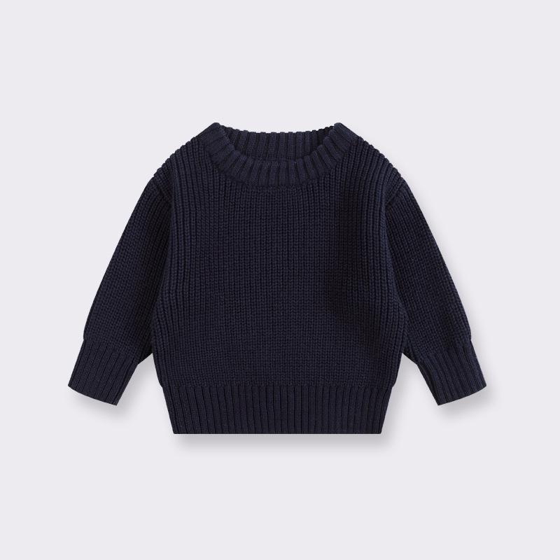 Infant Crew Neck Knit Sweater for Boys & Girls - Toddler Wool Pullover for All Seasons