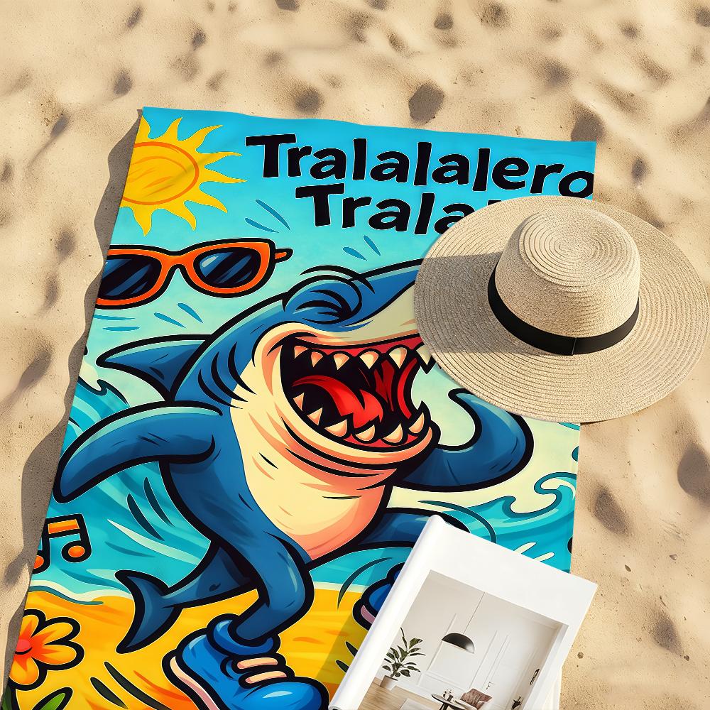 Interesting Cartoon Shark Tralalero Tralala Quick Drying Beach Towels Are Suitable For Swimming Pools Camping Yoga And The Gym