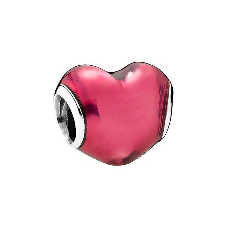 Pandora Red Heart Charm 925 Silver Unisex Jewelry 791814EN62 Silver, Pink