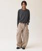 Akesi Carving Washed Cotton Cargo Pants_Beige