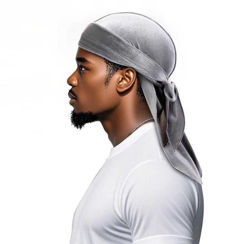 Koreanischer Samt Piraten Langschwanz Durag Kopftuch Hut One Size brown