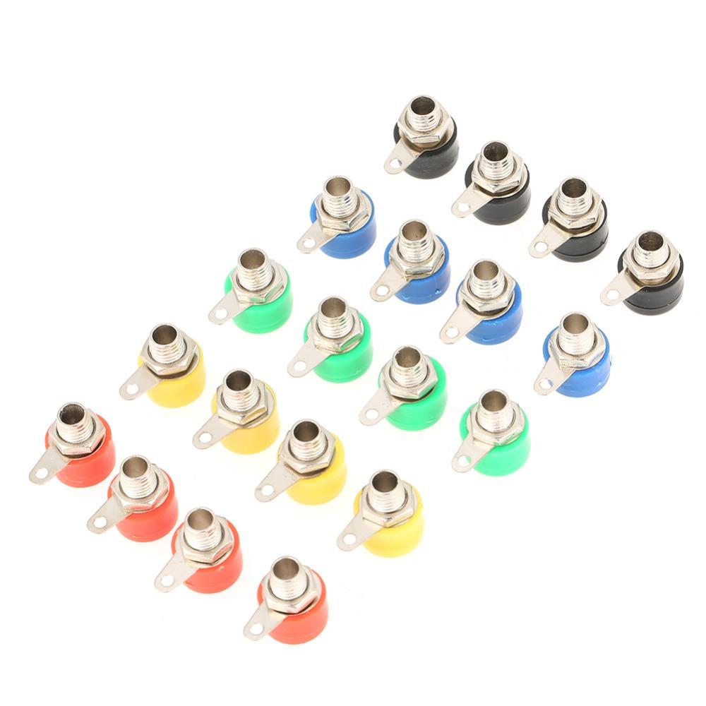 20Pcs 4mm Banana Jack Socket Mixed Colors ABS Material Panel Mount Connectors Fire Retardance Durable Test Probes Connector