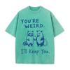 2026 Vintage Washed Beige Raccoon Opossum Hand Hold Heart Graphic T Shirt Funny Couple Slogan Print Oversized Unisex Casual Shor