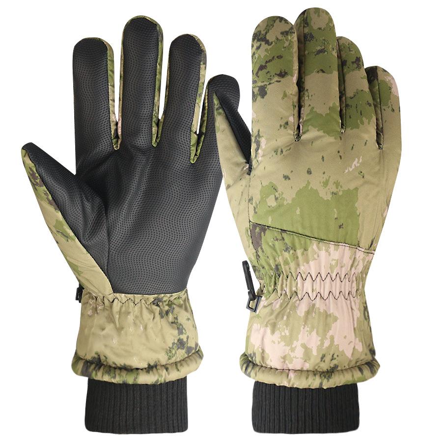 Ski Gloves Men'S Camouflage Winter Warm Thickened Velvet