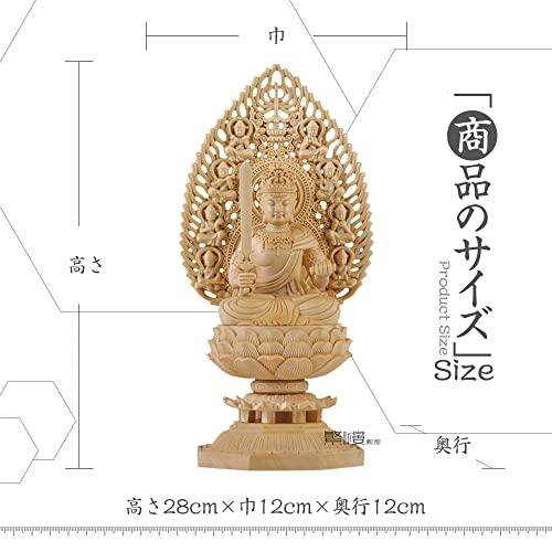 Manjusri Bodhisattva Buddhistische Altarfigur, Geschnitzt aus Zypressenholz mit fliegendem Himmelswesen-Heiligenschein und Lotussockel, 12 Tierkreiszeichen (Jahr t