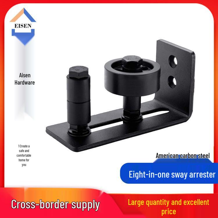 

Black Barn Door Swing Stopper: Flat Bottom Floor Guide in 8 American Style Variants