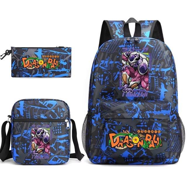 Dragon Ball Z Printed Backpack Set 3-Piece Casual School Bag For Boys And Girls Youth With Pencil Case Shoulder Bag