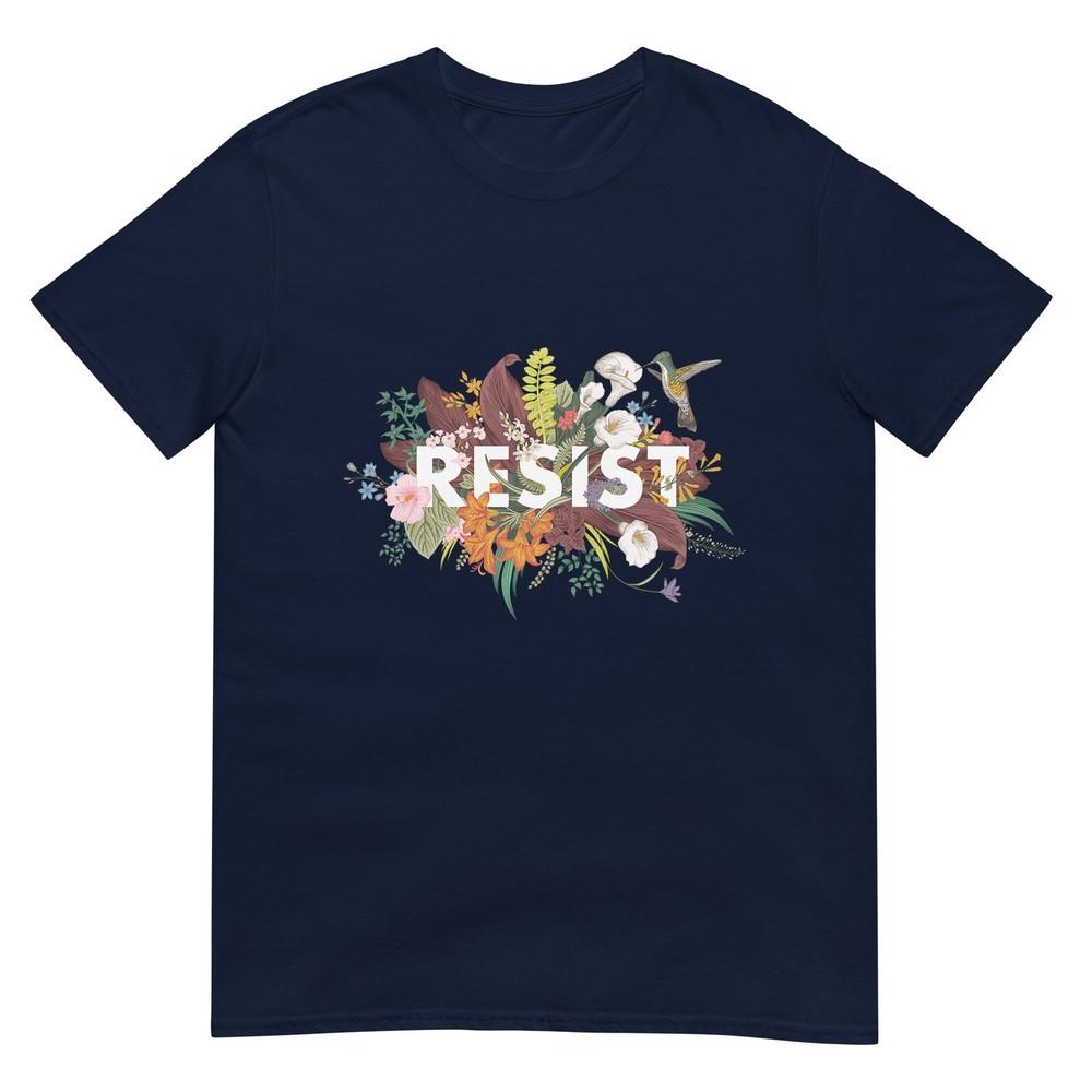 Resist Floral Anti Trump Political Protest TShirt S