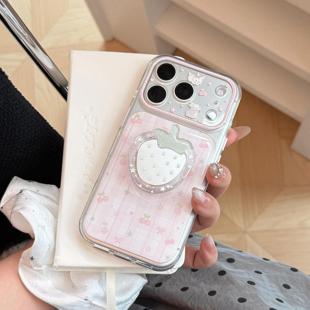 Creative Strawberry Stand Phone Case for iPhone 16, iPhone 17, and iPhone 17 Pro Max
