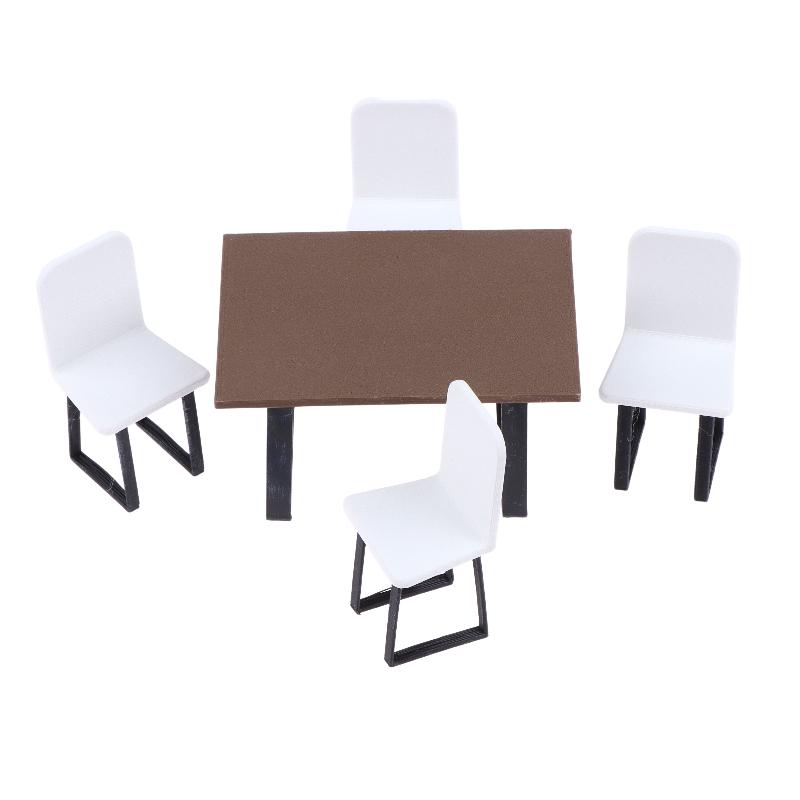 Miniature Dining Table And Chair Set 1/12 Dollhouse Mini Table Chair Furniture Model Dollhouse Home Scene Decor Pretend Play Toy