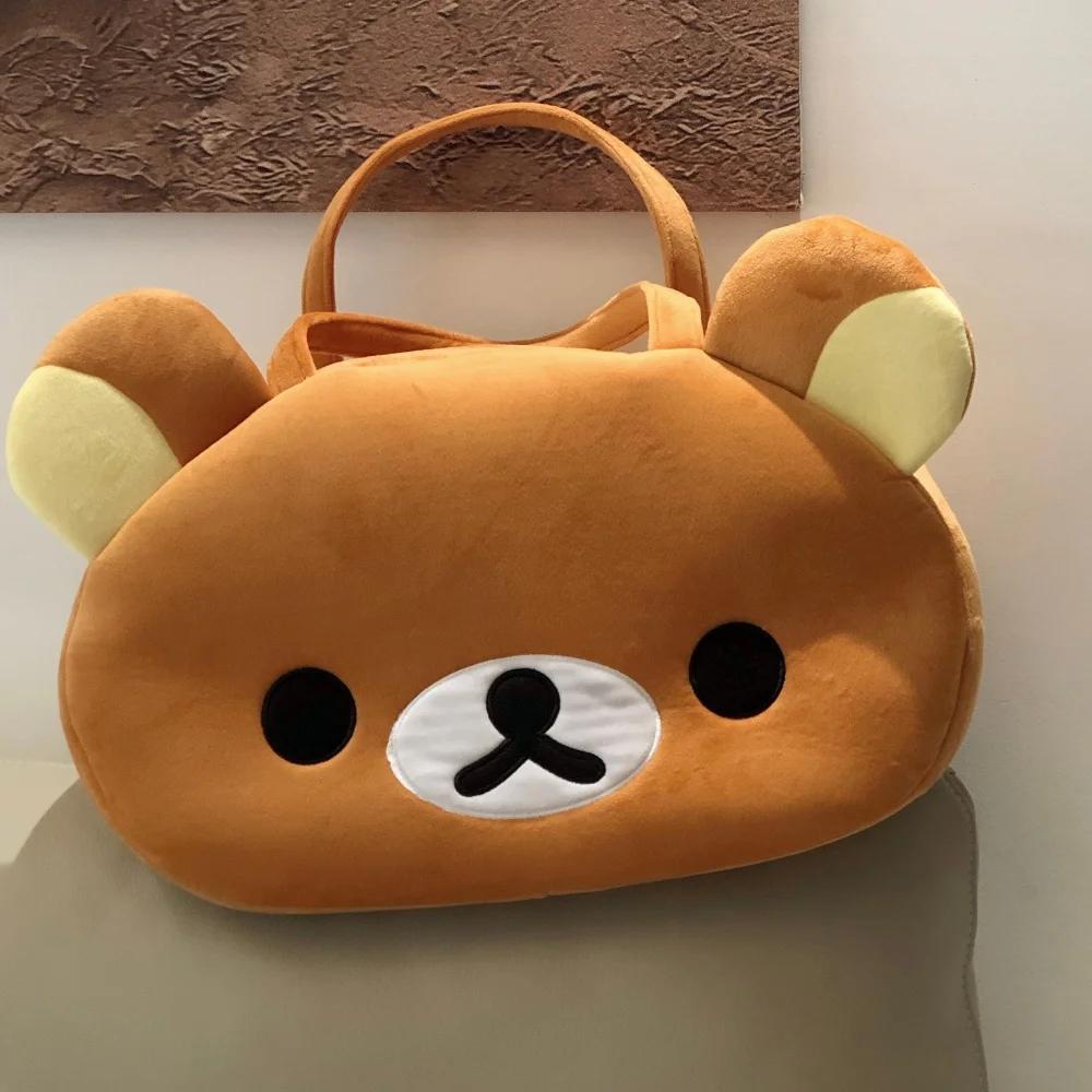 Borse Portaoggetti Peluche Rilakkuma Cartone Animato Orsetto Anime Carino Borsa da Viaggio Grande Capacità Morbida Borsa a Spalla Per Donna Ragazza