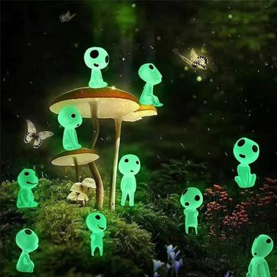 10Pcs Luminous Tree Spirits Micro Landscape Figure Ornament Outdoor Glowing Miniature Statue Potted Mini Garden Accessories