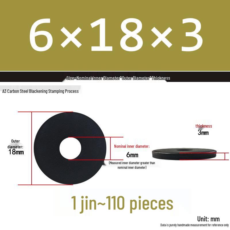 Thickened Black Flat Washer: Enhanced Round Metal Spacer for Home Use