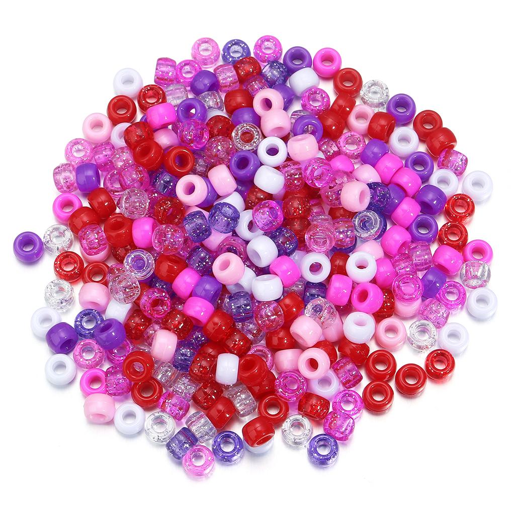 200pcs/lot 9mm Mix Color Acrylic Beads 4mm Big Hole Round Loose Beads For Jewelry Making DIY Necklace Bracelet Craft Accessories
