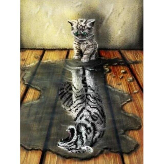 5D DIY Dog Diamond Painting Animal Cartoon Full Drill Square Round Tiger Cat Diamond Art Embroidery Cross Stitch Home Decoration