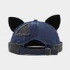 Yapi Hat Washed Retro Fox Ear Landlord Cap Female Trendy Street Personality Splicing Melon Skin Hats Male Brimless Caps