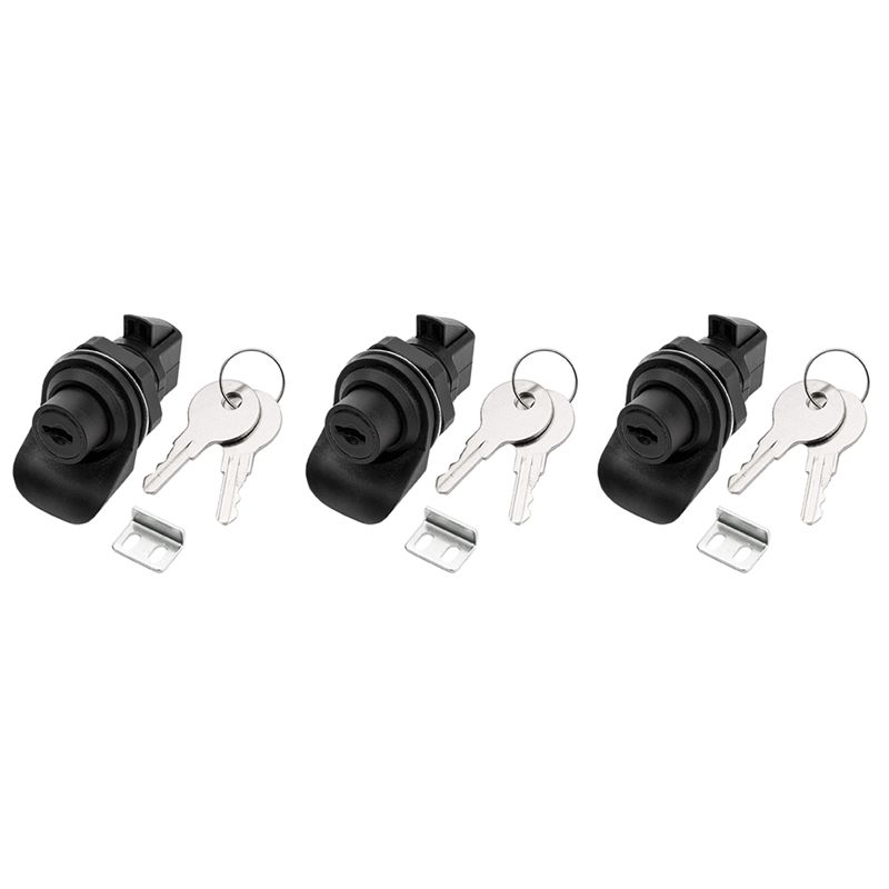 3 Set Locking Push Button Latch For Marine Boat Radio Box, Tool Box, Electronic Box, Motorcycle Glove Box Lock.-N29R
