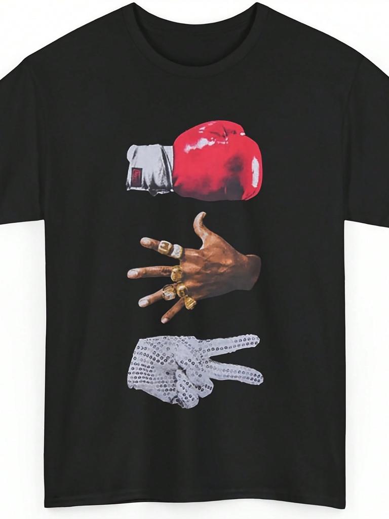 Unisexs 3 Mikes Graphic Tee Boxing Design Featuring Tyson Jackson With Red Gloves And Rings Made From 100 Washed 180g
