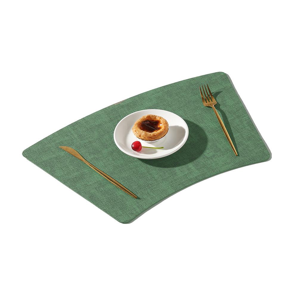 Modern Chinese Fan-Shaped PVC Leather Placemats Oil-Proof Heat-Resistant Table Mats for Round Dining Tables and Hotels 50x30cm 1pc