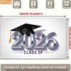 2D Class of 2026 Graduation Photography Backdrop Silver Metallic Number & Cap Party Background
