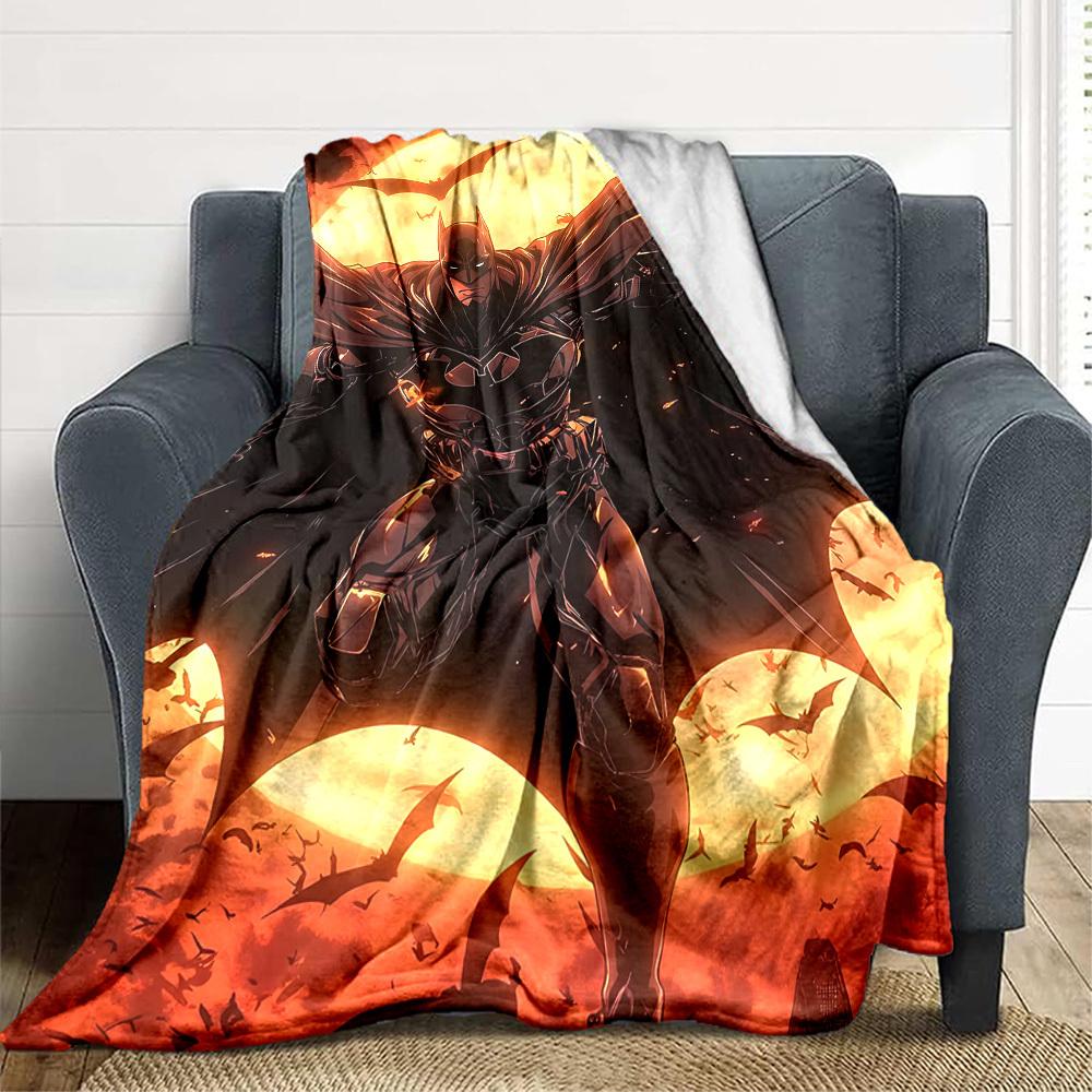 1pc Batman Flannel Throw Blanket - HD Printed Lightweight Soft Warm All-Season Blanket for Sofa, Bed, Travel, Camping 173