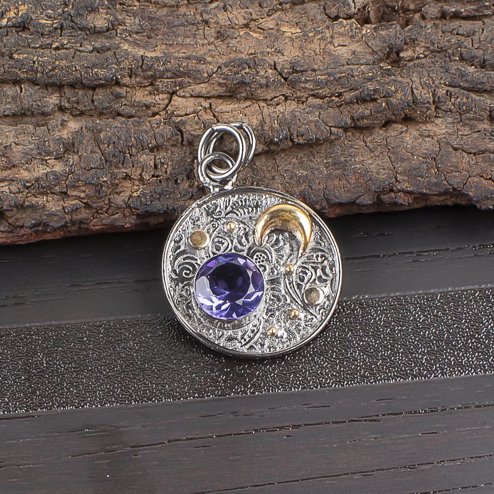 

Подвеска с иолитом, Подвеска из драгоценного камня ручной работы, Подвеска из стерлингового серебра 925 пробы, Антикварное украшение, Для подарка на помолвку 1.30 Inches фиолетовый