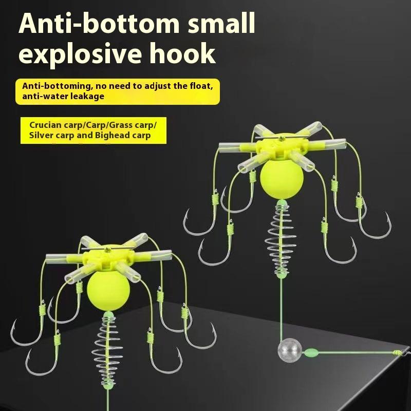 Carbon Steel 6 Hook Fishing Bait Cage Set with Sea String Hook, Sinker Float and Feeder