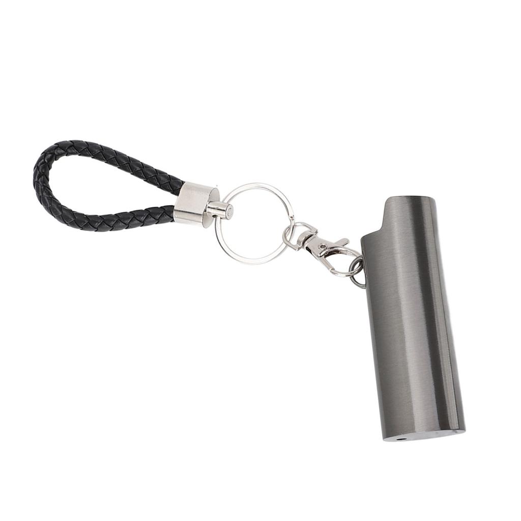 Lighter Holder Keychain with Spring Clip Aluminum Alloy Portable Lighter Case Sleeve Keychain for Outdoor Grey