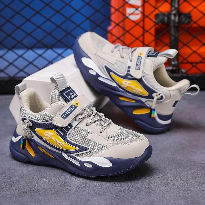 Mesh Breathable Lightweight Anti-Slip Kids Sports Shoes Boys Casual Running Sneakers Korean Fashion Trendy