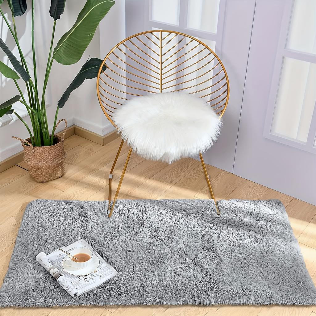 Luxurious Fluffy Area Rug Soft Plush Carpet Silk Wool Sofa Bedside Rug Children's Room Living Room Bedroom Mat Home Decor