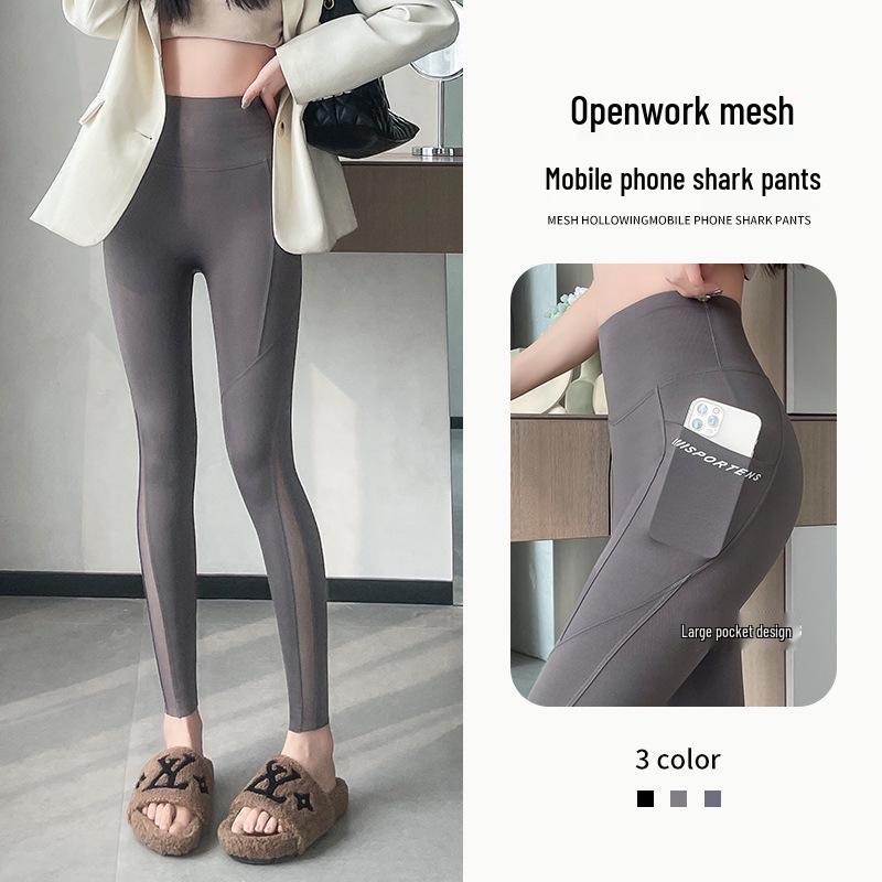 Haifischhose Damen Hohe Taille Bauchkontrolle Hüftlift Yoga Leggings, Frühling/Herbst 2024, Übergröße, mit Taschen, Barbie-Stil.