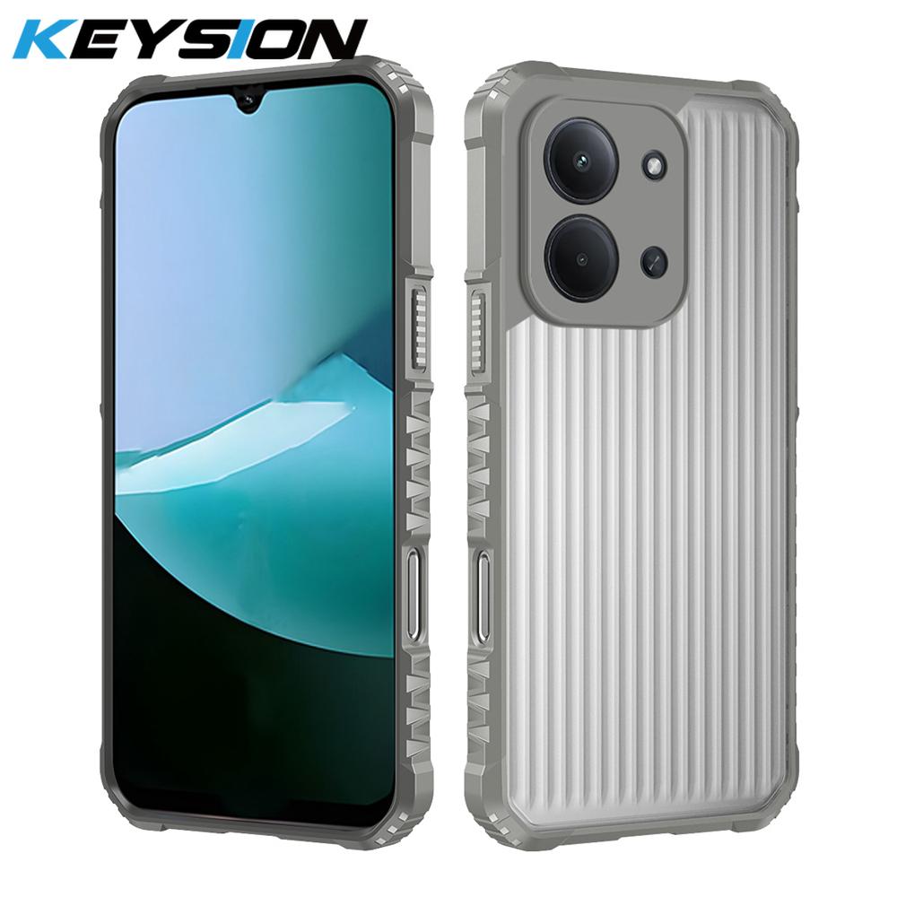 KEYSION Heavy Duty Shockproof Phone Case for Redmi 15C 171mm 173mm Soft Silicone+PC Translucent Matte Back Cover for Xiaomi POCO C85