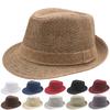 Leinen Rollrand Jazzhut Sommer Britischer Retro Kleiner Zylinder Outdoor Sonnenhut