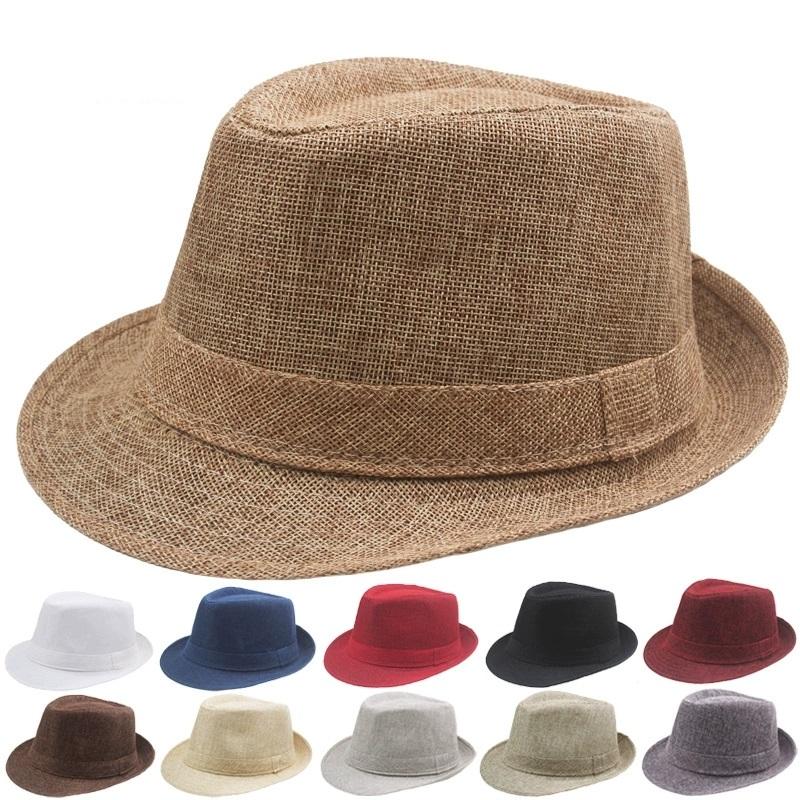 Yiran Dayang Hat Women's Linen Rolled-Brimmed Jazz Hat Summer British Retro Small Top Hat Outdoor Sun Hat Cm