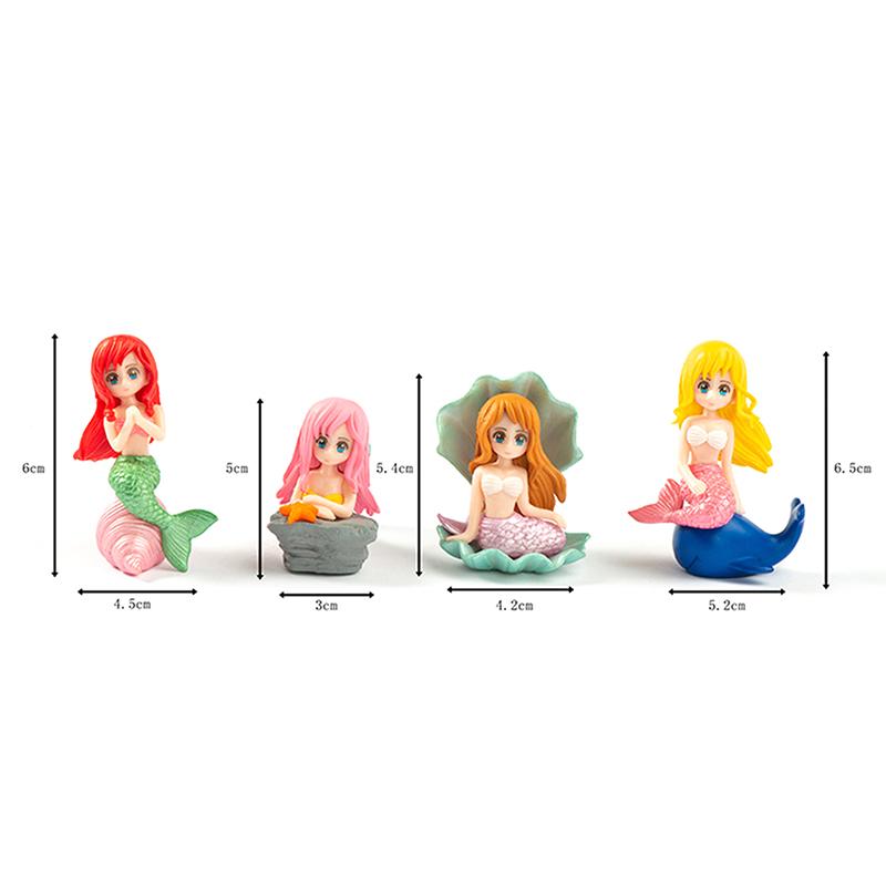 

4 шт. Красивые украшения для аквариума Русалка, Красочная мультяшная фигурка Русалки, Украшения для аквариума, Настольные украшения