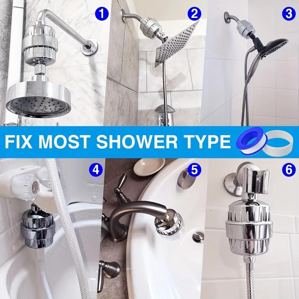 20 Stages High Output Shower Water Filter Remove Chlorine Heavy Metals Filtered Showers Headhower Head Soften For Hard Water
