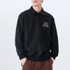 Autumn American Black Polo Shirt Long-Sleeved Sweater Men'S Loose Large Size Heavy Trendy Men'S Lapel Top