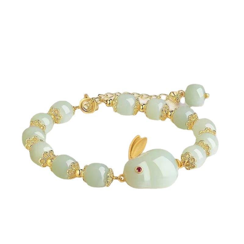 Year Lucky Rabbit Beaded Bracelet for Women Elegant Red Beads Fu Letter Charm Bracelet Chinese Jewelry Festive Gifts