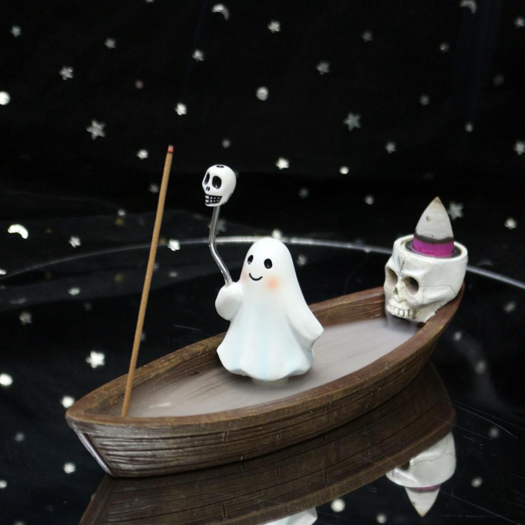 Halloween Resin Ghost Boat Aromatherapy Home Desktop Decoration Reflux Incense Rack Burner