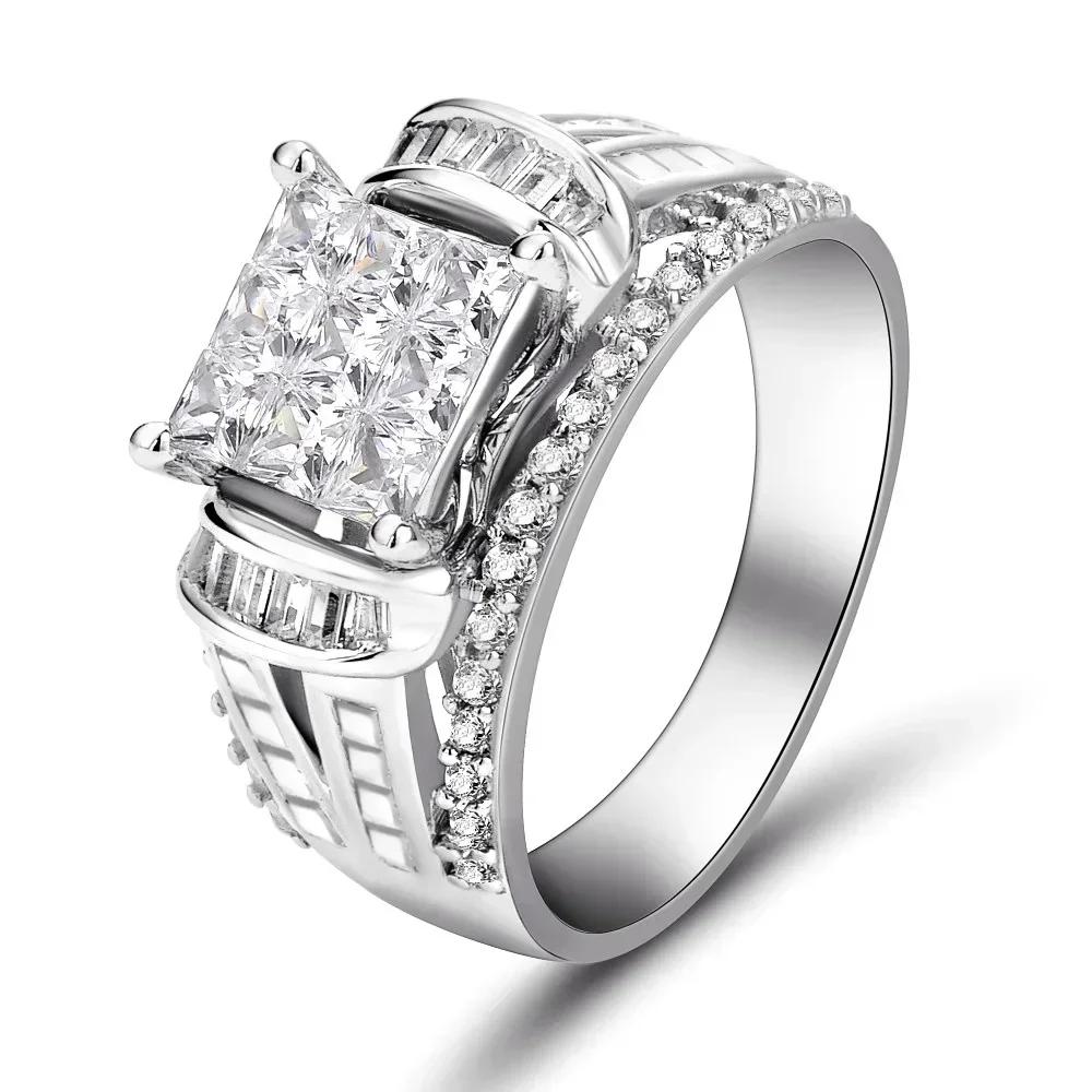 New Princess Square Cz Wedding Rings For Women High Quality  Color Sparking Engagement Proposal  Statement Jewelry