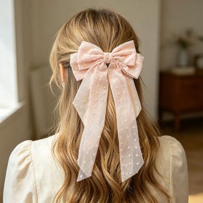 Haarspange Einfarbige Schleife Langes Band Feder-Haarnadel Keine Beschädigung Hinterkopf-Haarnadel Tägliches Haaraccessoire