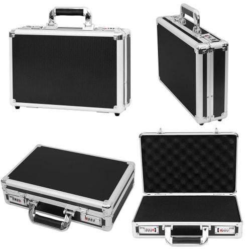Rxakudedo Attache Case, Aluminum Case with Password Entry, Black, 36cm Long x 10cm Wide x 25cm High (Perfect for Commuting)