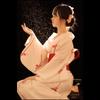 Printed Floral Sakura Girl  Kimono Dress Elegance Japanese Style Yukata Bathrobe  Party