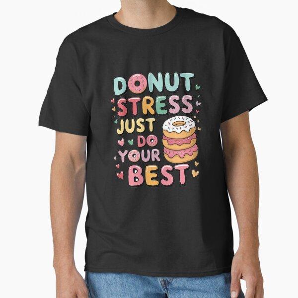 Men Casual Shirts Short Sleeves Donut Stress Just Do Your Best Black Tees Oversized T-shirts XXXL чёрный